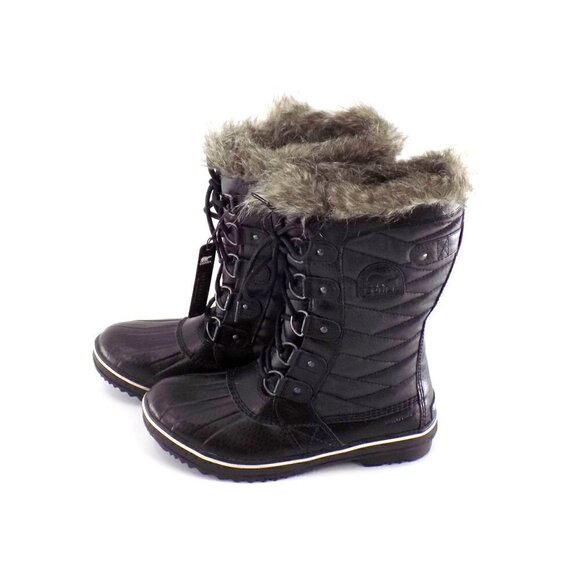 Sorel Tofino II Boots Size 7.5 Waterproof Insulated Black Faux Fur Lace Up - Picture 6 of 9